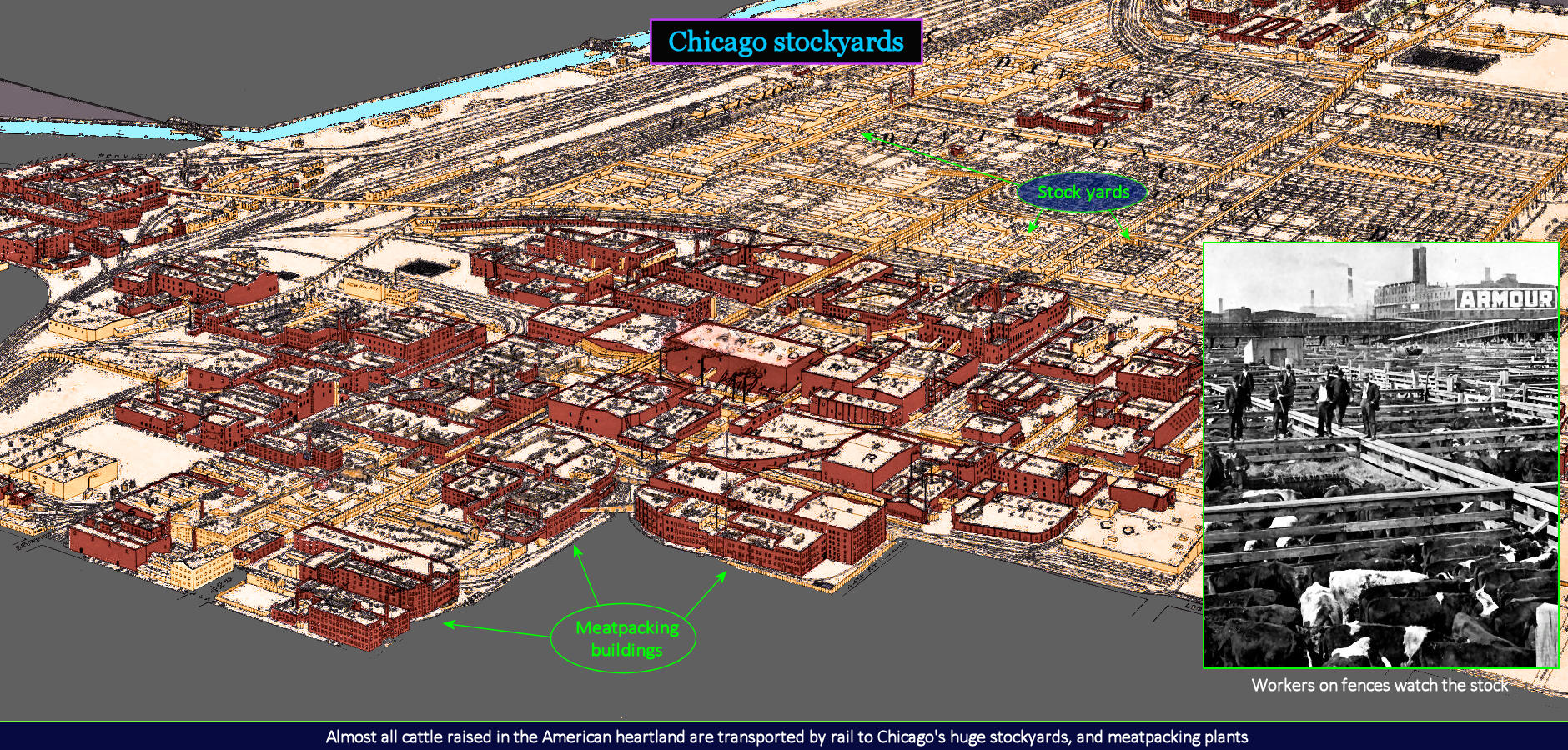 Chicago stockyards, 1890 map